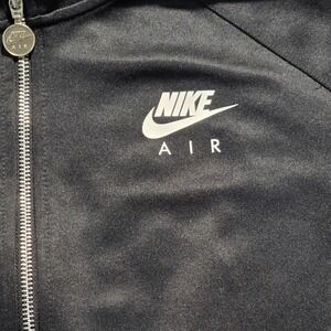 Nike Air Track Jacket Crop Top Black White Swoosh Logo Full Zip Women's XL